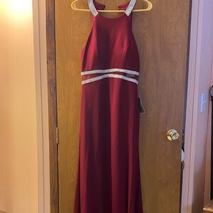 My Michelle Burgundy Dress with Silver Accents